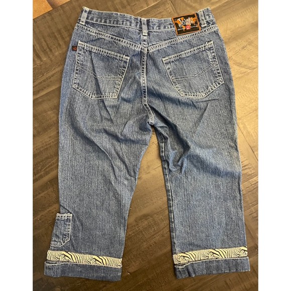 Jalate Vintage 90's Capri Crop Jeans Zebra Print Trim - Sz 7/8 Juniors - Picture 3 of 13